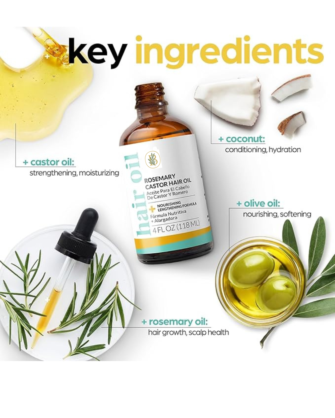 Bellevia Organic Rosemary Growth Oil + Scalp Massager Set